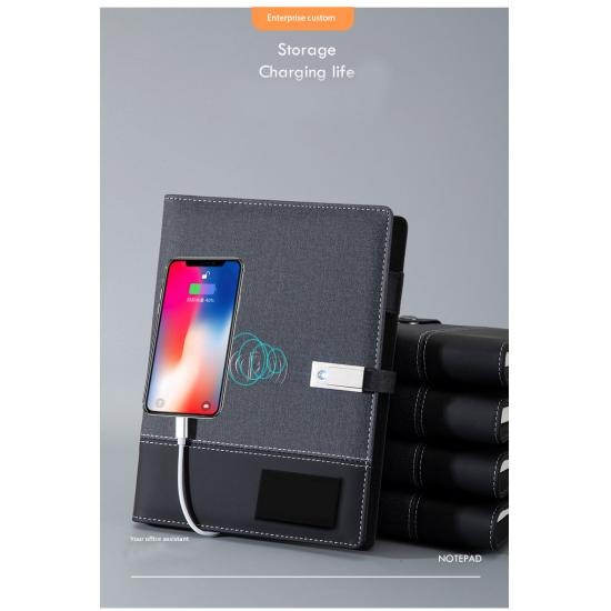 PU notepad with U disk wireless charging loose-leaf juurnal notebook