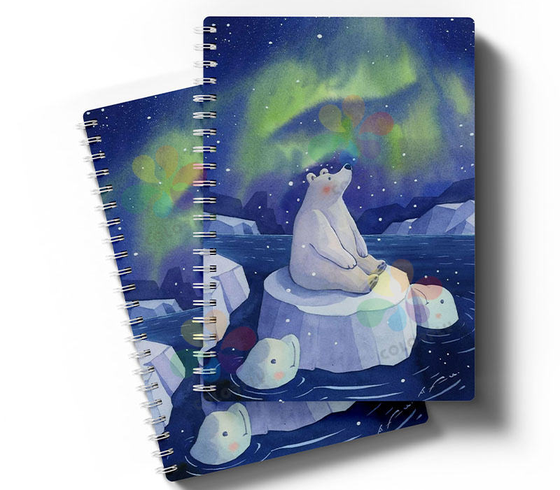 Custom hard cover spiral notebook with branded design for corporate promotions