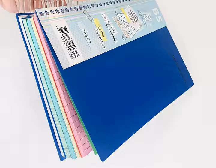 Custom 6-Subject Spiral Notebook with Color-Coded Tabs | 100gsm No-Bleed Paper & School Logo Stamping