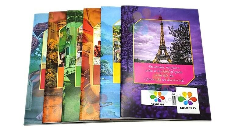 Saddle-stitched exercise book with custom school logo printing