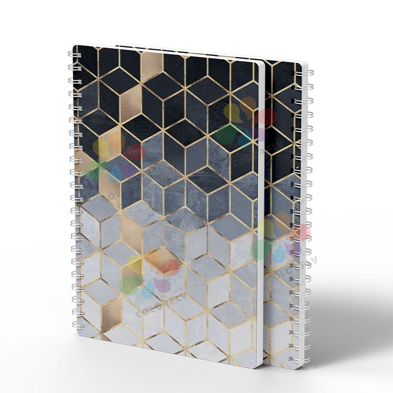 Durable spiral binding with custom logo on hard cover notebook