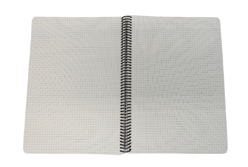 Close-up of custom spiral notebook showing premium paper and smooth spiral binding