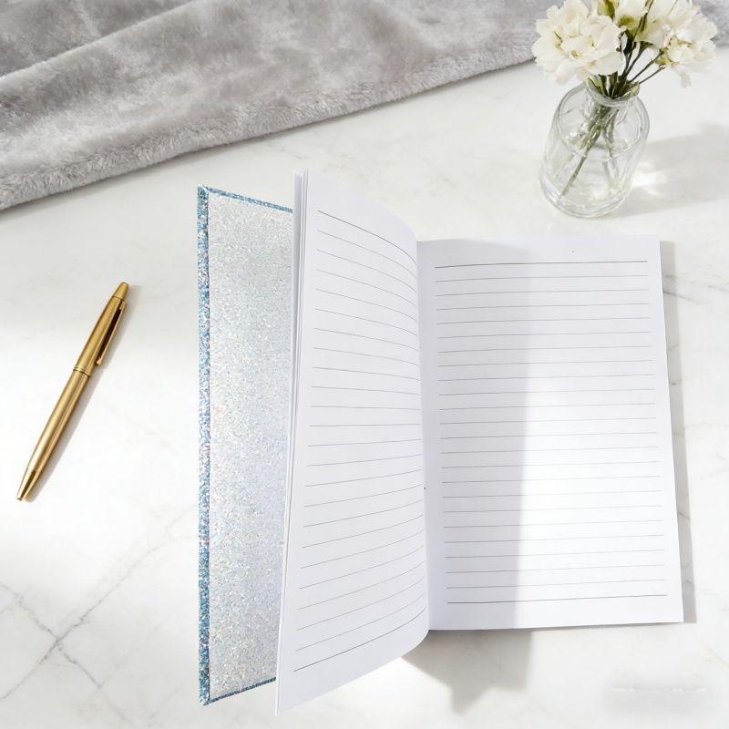 Close-up of 3D Glitter Notebook’s Texture and High-Quality, No-Bleed Paper