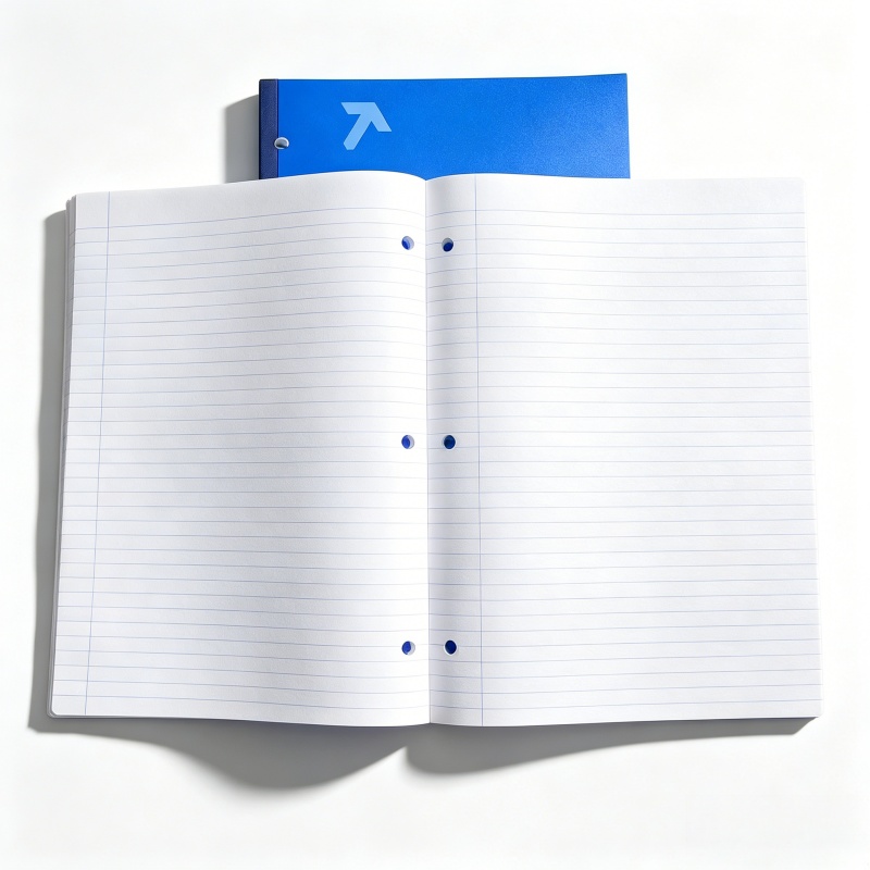 Inside view of custom pages and model notebook showing a mix of lined pages, grid pages, and a printed calendar 