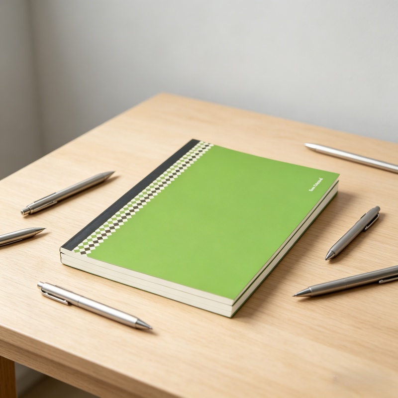 Custom notebook and packing box by Colorfly with school mascot cover and branded stickers inside 