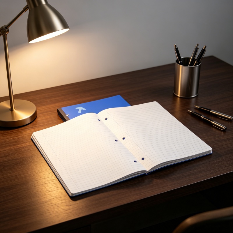 Customized notebooks suitable for schools and business promotions, featuring Colorfly customized pages, can be laid flat on a desk, and come with a pen.