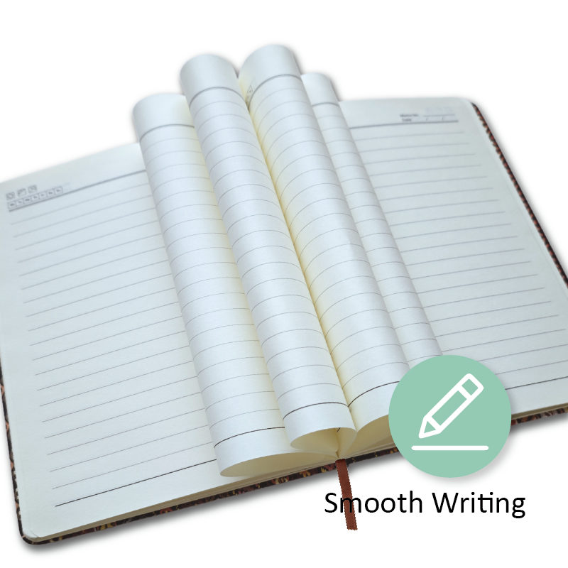 Premium woodfree paper texture inside Colorfly travel journal